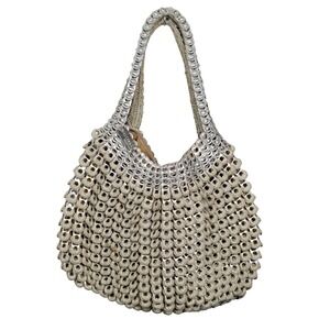 WALLESKA Ecochicc Recycled Soda Pop Tab Crochet Hobo Bag Purse Silver Gold